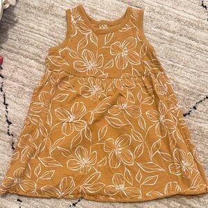 Charming Floral Kids Dress in Mustard